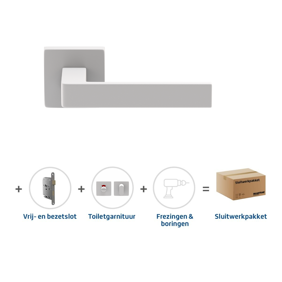 Sluitwerkpakketten met Deurkruk Quadrate 28 Regular Wit